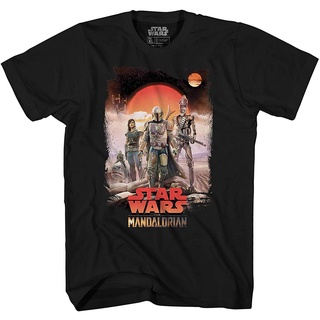 เสื้อยืดโอเวอร์ไซส์เสื้อยืด พิมพ์ลายดิสนีย์ STAR WARS Mandalorian Team สําหรับผู้ชายS-3XL