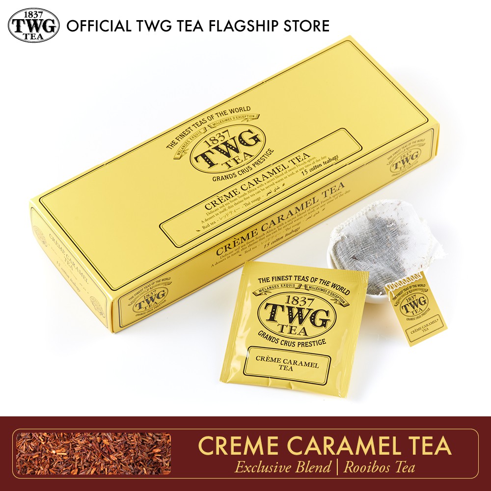 TWG Tea | Crème Caramel Tea | Rooibos Tea Blend | Cotton Teabag Box 15 Teabags / ชา ทีดับเบิ้ลยูจี ชาแดง ครีม คาราเมล ที