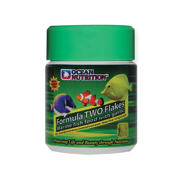 อาหารปลาทะเล Ocean Nutrition Formula Two Flake , 3 ขนาด (อาหารปลาชนิดแผ่น สูตรผสมกระเทียม + สาหร่าย)