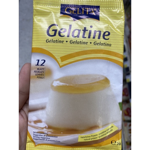 แผ่นเจลาติน ตรา เยลลิต้า 20กรัม 12 แผ่น Gelatine Gelita Brand