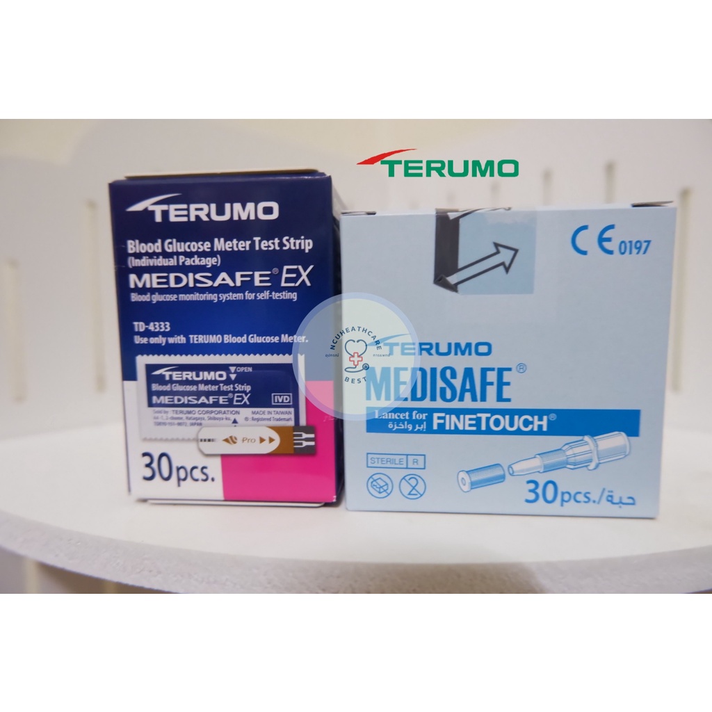 แผ่นตรวจน้ำตาลพร้อมเข็มเจาะเลือด Terumo Medisafe Ex 30ชิ้น