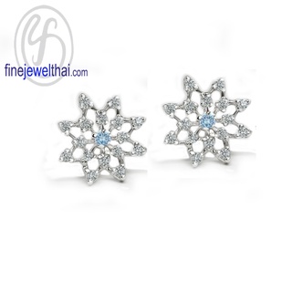 Finejewelthai-ต่างหูโทพาซ-โทรพาซ-ต่างหูเงินแท้-ต่างหูพลอย-ต่างหูเพชรCZ-Topaz-Silver-Earring-Birthstone-E1094tp