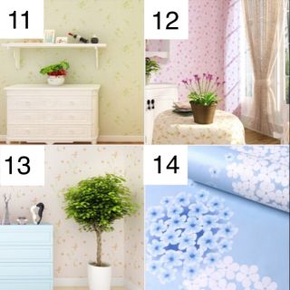 wallpaper sticker วอลเปเปอร์กาวในตัวกันน้ำ DIY,ถูก ติดผนังแต่งบ้านห้องนอน,ห้องรับแขก ติดด้วยตัวเองลายโมเดิร์นวินเทจสีเบส