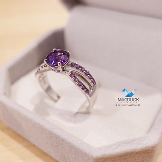 Madduckjewels แหวนเงินแท้ แหวนพลอยแท้ อเมทิสต์ (Amethyst)   ชุบโรเดียม RG1567