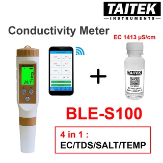 เครื่องวัดคุณภาพน้ำ Bluetooth Data Logger Conductivity Meter รุ่น BLE-S100 4in1 EC/TDS/SALT/TEMP