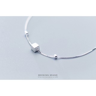 MeeningBrand ❥ สร้อยข้อมือเงิน MINIMAL SQUARE  [01-0008]