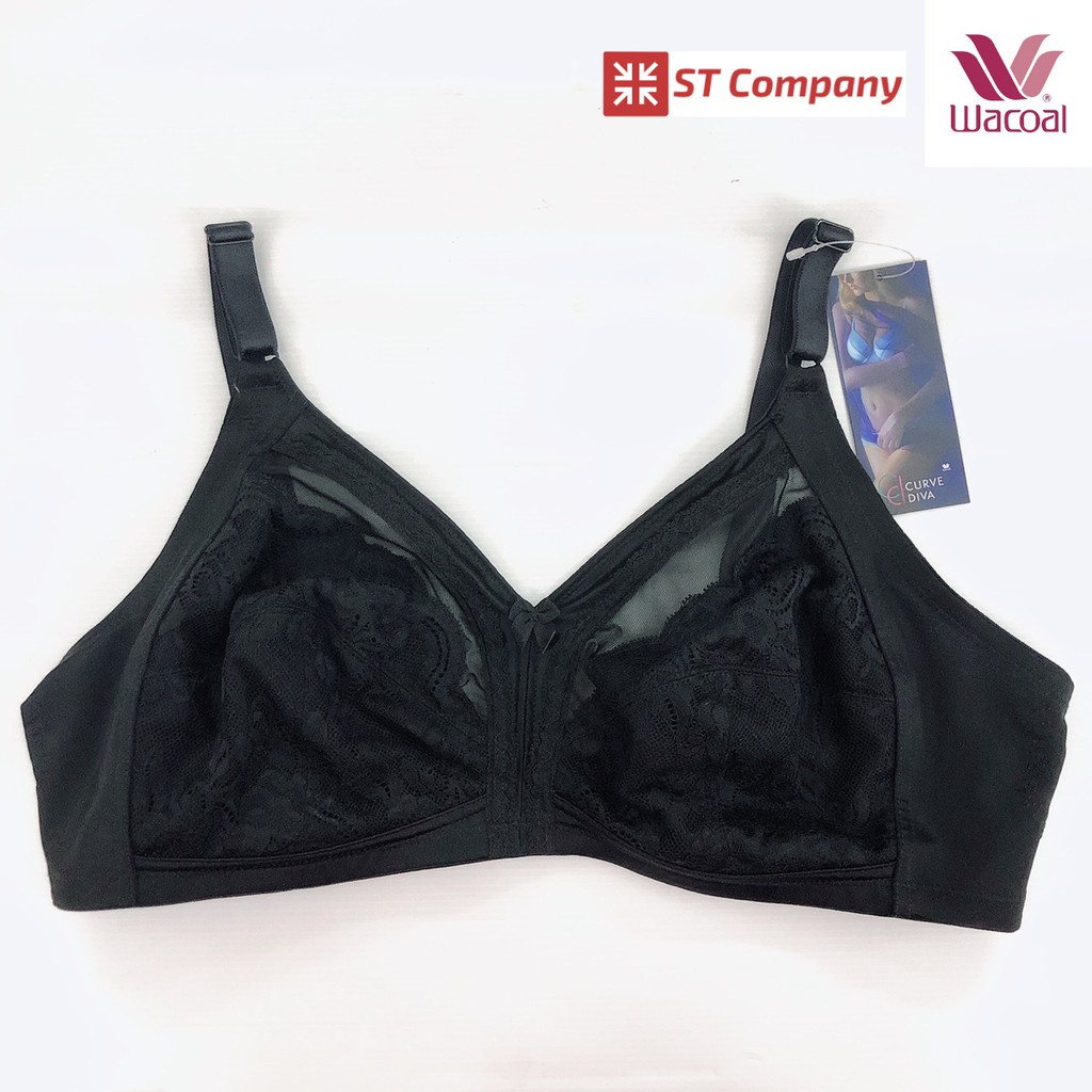 Wacoal Curve Diva บราเก็บกระชับ รุ่น WQ1118 สีดำ Black ไม่มีโครง ไม่เสริมฟองน้ำ สำหรับสาวคัพใหญ่ ชุด
