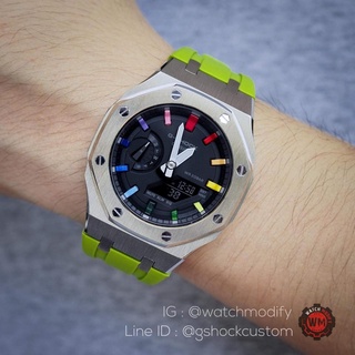 G-Shock AP Rainbow Rubber Stainless Ga-2100 สีเขียวแลมโบ