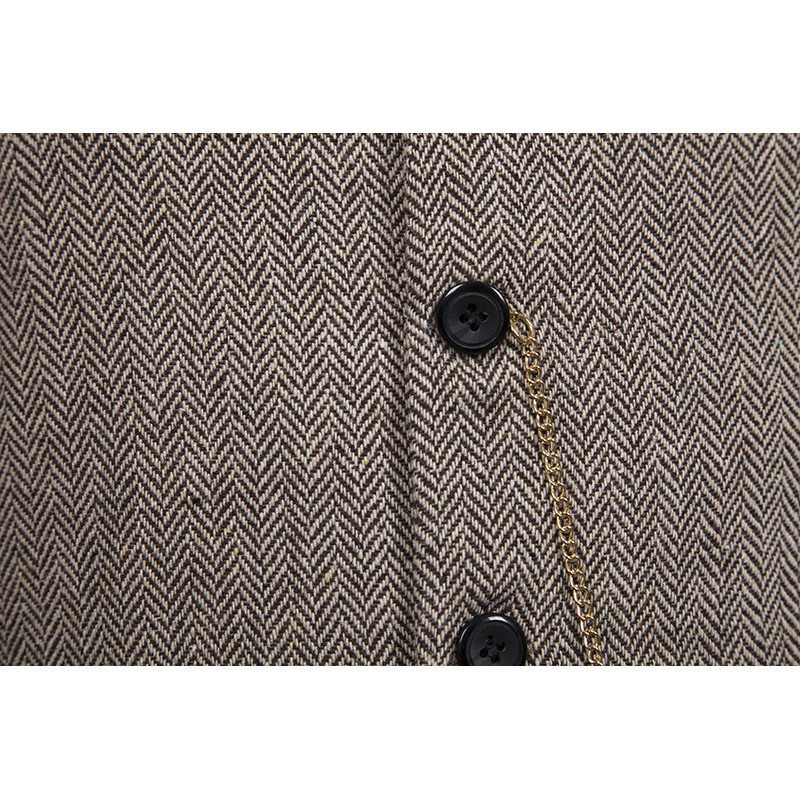 Mens Vests Gold Chain Decoration Single Breasted Men's Suit Vest Casual Wild V Neck Top Spring New Grey Black Brown #4