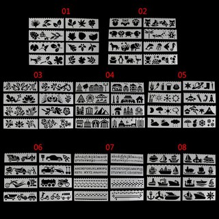 แม่แบบพลาสติกสำหรับวาดรูป 8 ชิ้น / ชุด