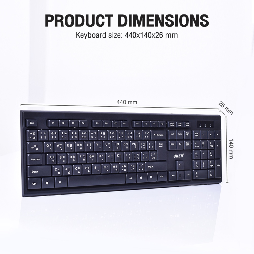 แท้100% OKER Keyboard K-199 Wireless Desktop 2.4GHz คีย์บอร์ด ไร้สาย Full Size #CC 199