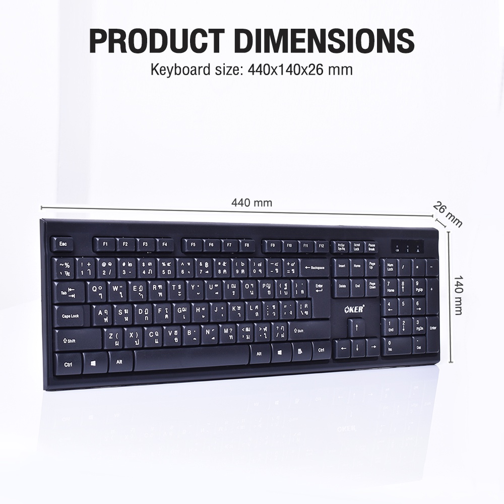 แท้100% OKER Keyboard K-199 Wireless Desktop 2.4GHz คีย์บอร์ด ไร้สาย Full Size #CC 199 #7
