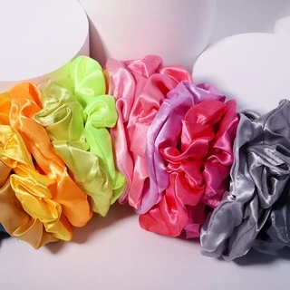 1 ชิ้น 4 นิ้ว ผู้หญิง หลากสี ผ้าไหม Scrunchie ยืดหยุ่น แฮนด์เมด ที่คาดผมหางม้า ที่คาดผม อุปกรณ์ผม