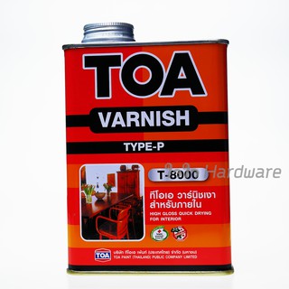 วาร์นิชเงา TOA Varnish สูตรเนื้อสีมาก T-8000 0.946 ลิตร สำหรับภายใน วานิช ทีโอเอ G32-01