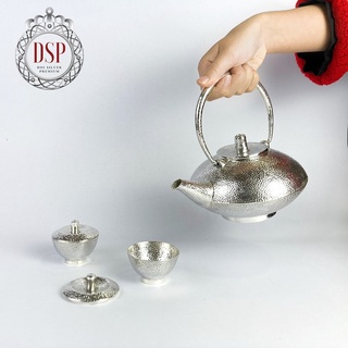 กรุณาสอบถามสต๊อคก่อนสั่งซื้อ❗ชุดน้ำชาเงินแท้ตอกลายฆ้อนทุบ : Genuine 925 Sterling Silver Tea Set Coffee Set Decorative