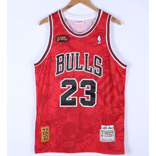 ใหม่ Chicago Bulls ปี 1995-96 สําหรับผู้ชาย #เสื้อกีฬาบาสเก็ตบอล ปักลาย Michael Hebru Brantley X สีแดง สไตล์คลาสสิก 23