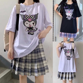 Kuromi Over Size เสื้อยืดแขนสั้นลายการ์ตูน