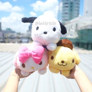 ตุ๊กตา Pochacco โปแช็กโก &amp; Pompompurin ปอมปอมพูริน &amp; My Melody มายเมโลดี้ ท่าหมอบ Sanrio ซานริโอ้ 8นิ้ว