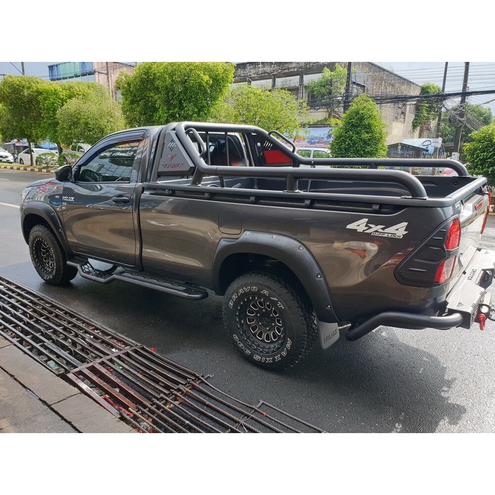 โรลบาร์แขนยาว โตโยต้ารีโว่ 2014-2025 ทราโว่ 2025 ยาวเต็มถึงท้ายรถช่วงยาว v4 Revo / travo Off road bar โรลบาร์เหล็กแขนยาว