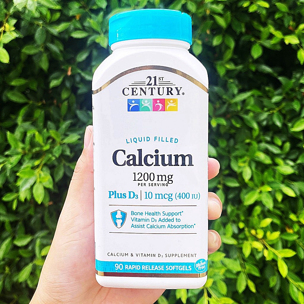 แคลเซียม+วิตามินดี 3 Liquid Filled Calcium Plus D3, 1200 mg 90 Rapid Release Softgels (21st Century®)