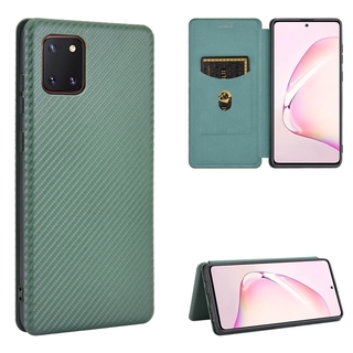 Luxury Carbon Fiber PU Leather Casing Samsung Galaxy Note 10 Lite Magnetic Flip Cover Galaxy A81 / M60S Wallet Case Card Holder Stand