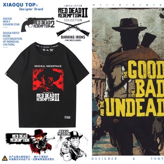 T-shirt  Red Dead Redemption 2PS4 Big Cousin 2 เกมอุปกรณ์ต่อพ่วงแขนสั้นเสื้อยืดผู้ชายและผู้หญิงผ้าฝ้ายครึ่งแขนเสื้อผ้าS-