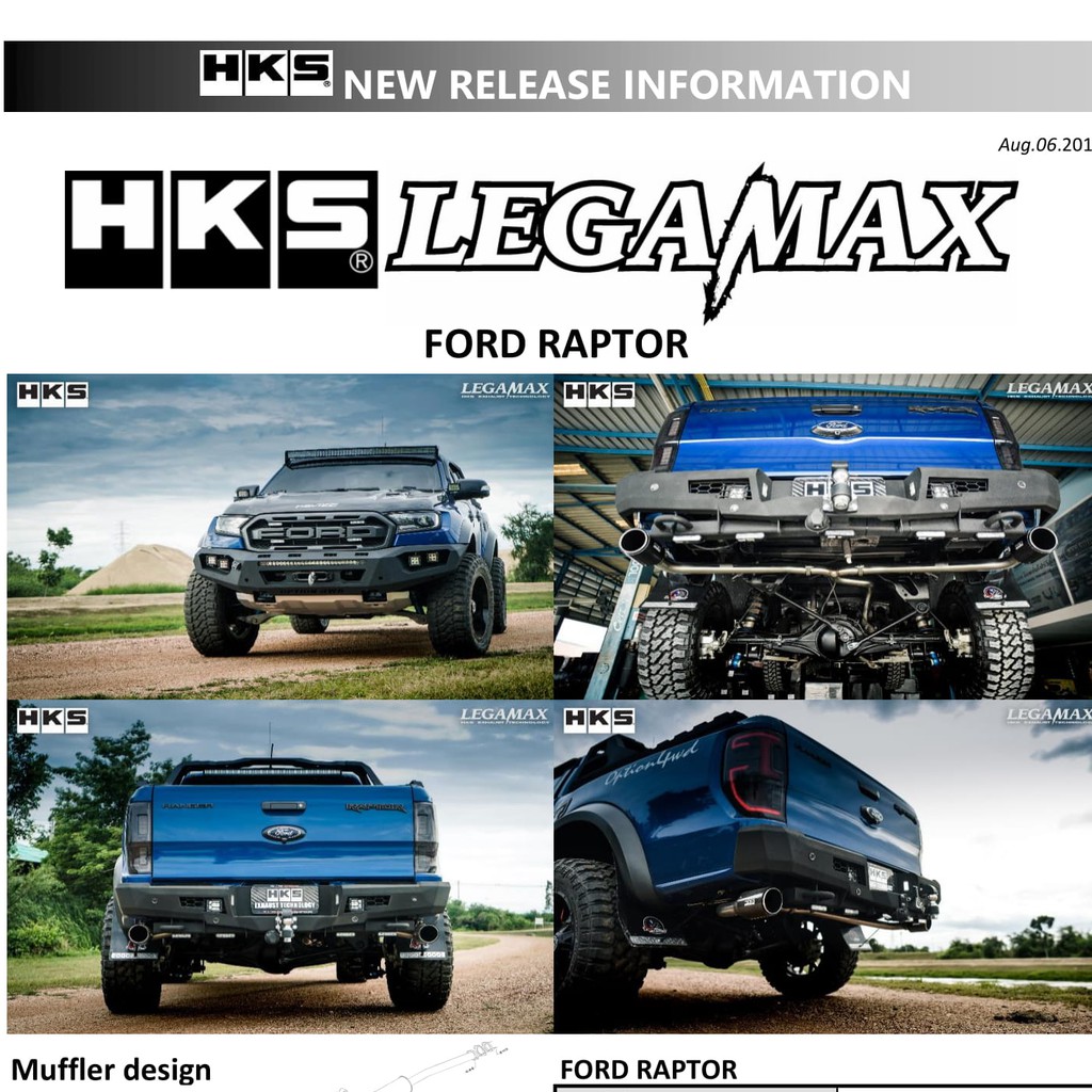 ท่อ HKS ตรงรุ่น Ford Raptor ปลายคู่ Carbon เครื่อง 2.0