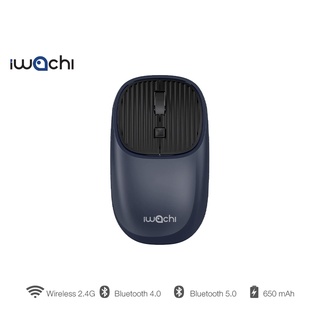เม้าส์ไร้สาย IWACHI I4 Wireless mouse rechargable bluetooth mouse รองรับ 2.4G BT4.0/BT5.0 ไร้เสียงรบกวน แบตเตอรี่ในตัว 650mAh