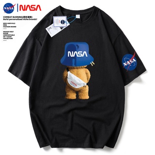 ใหม่ เสื้อยืดแขนสั้น คอกลม ผ้าฝ้ายแท้ ทรงหลวม ลาย NASA คุณภาพสูง แฟชั่นฤดูร้อน สไตล์สตรีท สําหรับผู้ชาย และผู้หญิง 2022