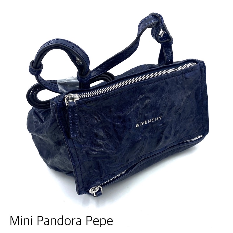 Givenchy Pandora mini กระเป๋า จีวองชี่ แพนโดรา มินิ สะพายข้าง pepe washed navy ของแท้ ส่งฟรี EMS ทั้งร้าน