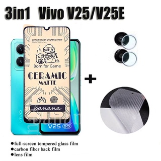 3in1 ฟิล์มกระจกนิรภัยเซรามิค คาร์บอนไฟเบอร์ สําหรับ vivo V25 V25E V25pro Y35 Y22S Y22 Y16 Y02S Y76S Y76 5G Y15S Y72 5G Y31 2021 Y21 Y33S Y33S