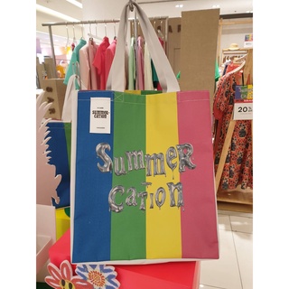 พร้อมส่ง ถุงผ้าหนาลดโลกร้อน m card Summer Cation Paragon ใบใหญ่มากๆคะ