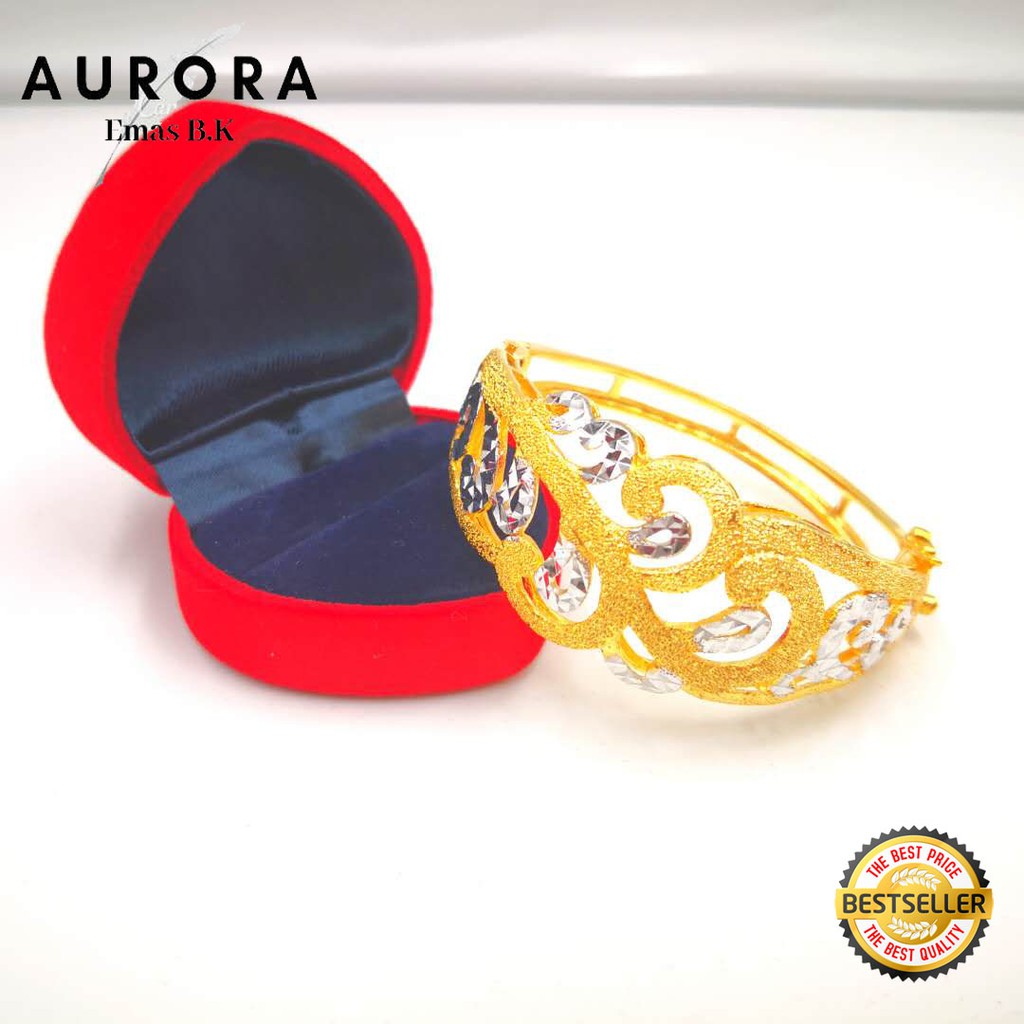 COP 916 Gelang Tangan กําไลข้อมือ (Lebar 2.7 ซม.) Emas Korea Gold999.9 สลักชุบ EKGTBgW BG162