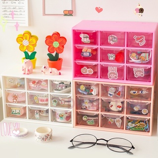ลิ้นชักพลาสติก 9 ช่องและ 6 ช่อง สำหรับเก็บของใช้ สีใส