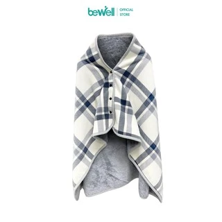 Bewell ผ้าคลุมไหล่ 2 in 1 Poncho Fleece Blanket เหมาะสำหรับใช้คลุมระหว่างทำงาน ขนาด 140x80 cm.