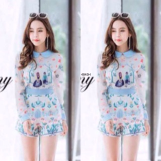 4845 จั้มสูทขาขั้นลายดอก