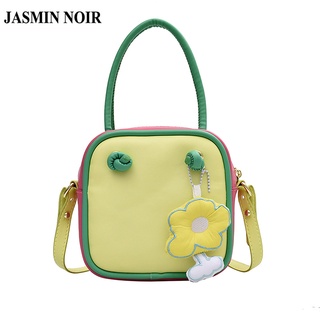 Jasmin Noir กระเป๋าถือ หนัง PU ลายดอกไม้ ทรงสี่เหลี่ยม ขนาดเล็ก หรูหรา สําหรับสตรี