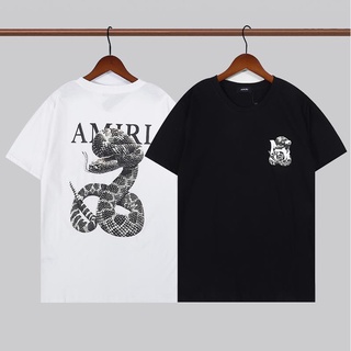 [S-5XL] 4206 AMIRI เสื้อยืดแขนสั้น พิมพ์ลายกราฟฟิติงู แฟชั่นสําหรับผู้ชาย และผู้หญิง