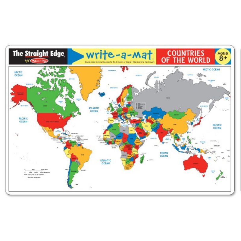 [ Melissa & Doug ] Learning Mat World Reusable แผ่นรองวาด แผนที่โลก วาด ...