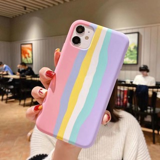 เคสสายรุ้ง สีชมพู Case iPhone5 6 6Plus SE2020 7 8 7Plus X XR Xsmax iPhone11 11ProMax iPhone12Mini 12Pro 12 12ProMax เคสน