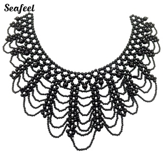 Seafeel_ ปกเสื้อปลอม ประดับมุกเทียม หรูหรา สีพื้น สําหรับงานแต่งงาน