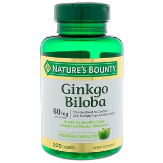 Natures Bounty, Ginkgo Biloba, 60 mg, 200 Capsules