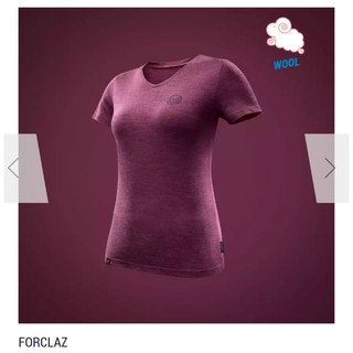 FORCLAZ เสื้อยืดผ้าเมอริโนสำหรับผู้หญิงใส่เดินเทรคกิ้งรุ่น TRAVEL 100 แท้💯%