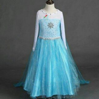 เดรส Elsa สีฟ้า ผ้านิ่ม มีซับใน ซิปข้าง