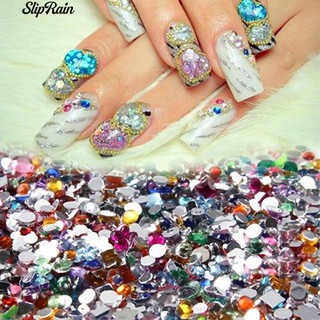 🌹♥ 2000Pcs Shiny Nail Art รูปแบบผสมรูปทรงเรียบแบบแบน Rhinestones DIY Decoration