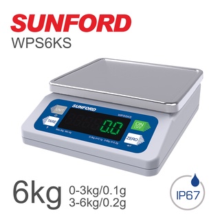 เครื่องชั่งดิจิตอล SUNFORD WPS6KS กันน้ำกันฝุ่น(มีใบรับรอง) สำหรับอุตสาหกรรมผลิตอาหาร แบตเตอรี่ลิเธียมพลังงานสูง