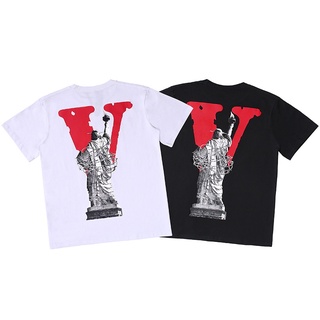 เสื้อยืด- Ixs-5xl, large size VLONE printed cotton short-sleeved T-shirt, suitable for outdoor sports. Fashion for men a