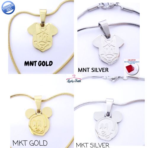 Lovelybutik - สร้อยคอสําหรับชายหญิงไทเทเนียมสแตนเลส MKT MNT สร้อยคอสําหรับสาวเด็กน่ารักไทเทเนียมฟรีข