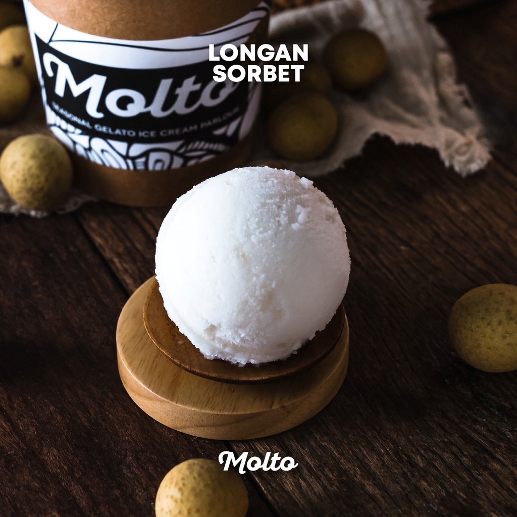 Longan Sorbet (ไอศกรีม ลำไย ซอร์เบต์ 1 ถ้วย 16 oz.) - Molto premium Gelato