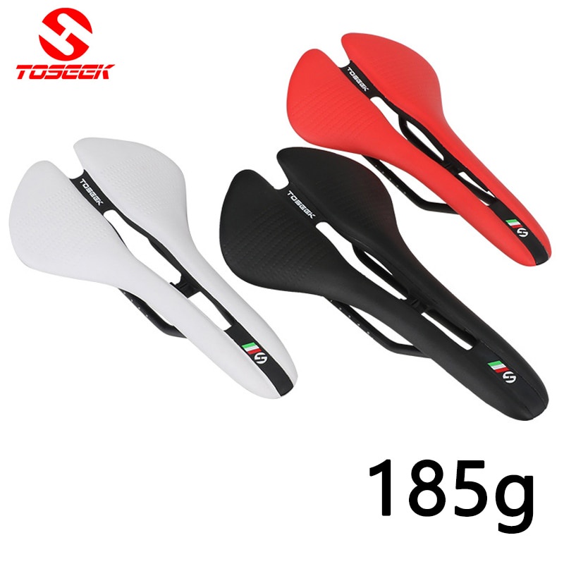 Toseek 7 สี MTB อานจักรยานเสือหมอบ Ultralight 185g Racing Seat Hollow ออกแบบตามหลักสรีรศาสตร์ Cr-mo Seat Rail อานจักรยาน